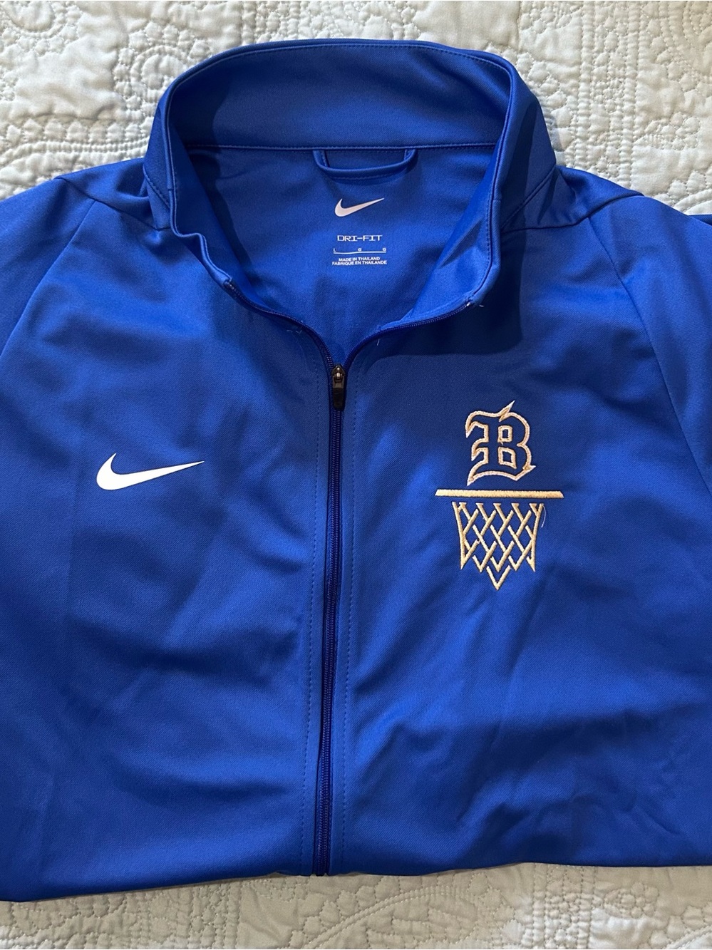 Nike Blue Dri-FIT Full-Zip Athletic Jacket with White Swoosh